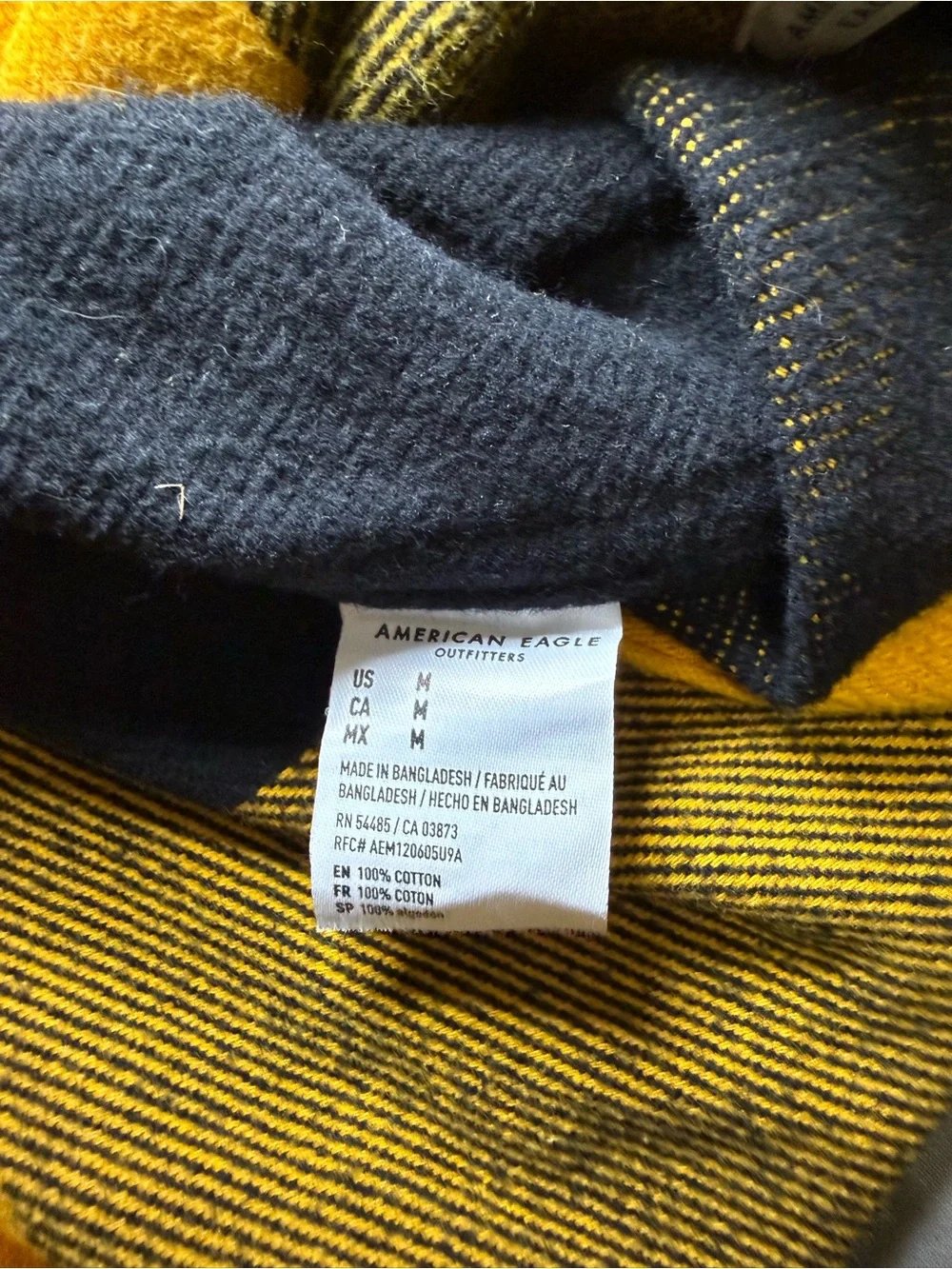 American Eagle Outfitters Yellow and Black Buffalo Plaid Button-Down